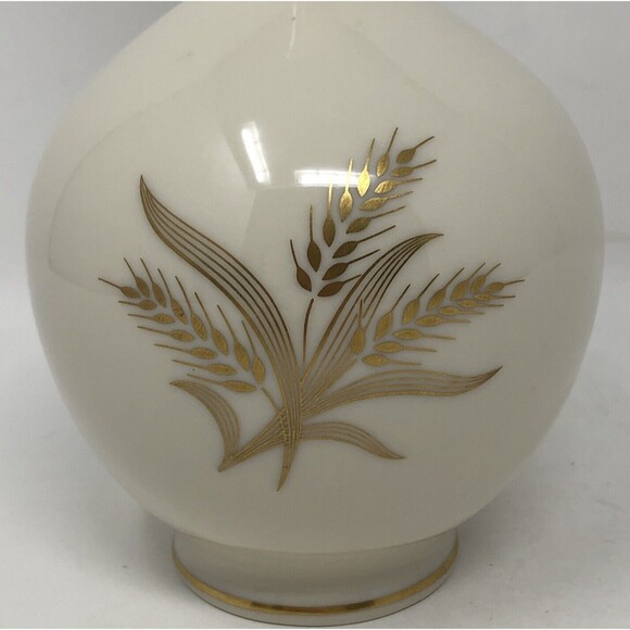 Lenox Wheat Design Bulbous Bud Vase VTG Ivory w/24K Gold Elegant Classic USA - Picture 5 of 10